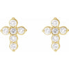 Polished Platinum 1/6 CTW Natural Diamond Cross Stud Earrings