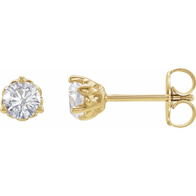 14K Gold Natural Diamond Fleur-De-Lis Earrings