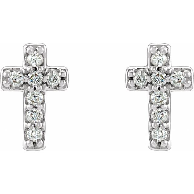 Sterling Silver .04 CTW Natural Diamond Cross Earring - Polished