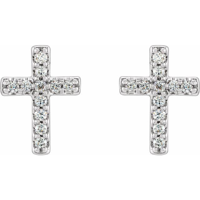 Sterling Silver .04 CTW Natural Diamond Cross Earring - Polished