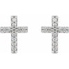 Sterling Silver .04 CTW Natural Diamond Cross Earring - Polished