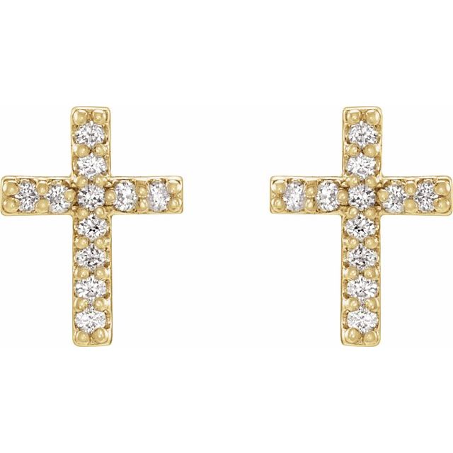 Sterling Silver .04 CTW Natural Diamond Cross Earring - Polished