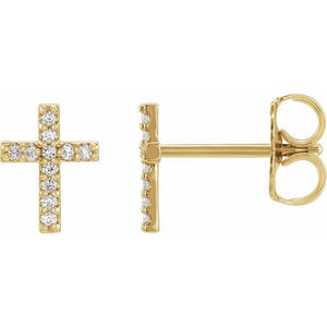 Sterling Silver Natural Diamond Cross Earring