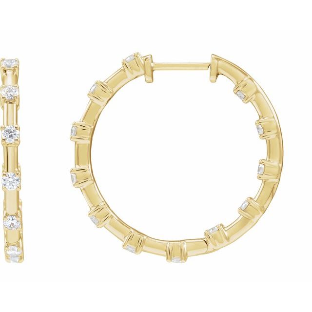 14K Gold Lab-Grown Diamond Hoop Earrings
