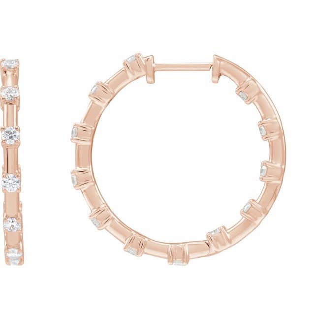 14K Gold Lab-Grown Diamond Hoop Earrings