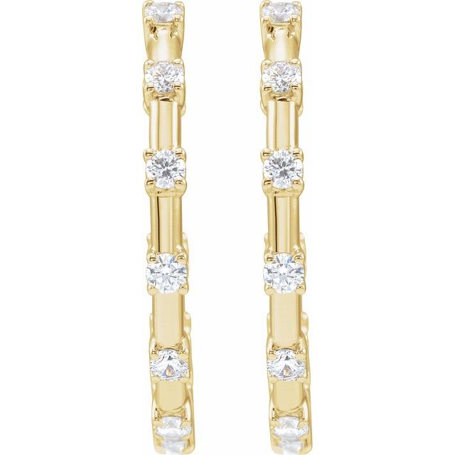 14K Gold Lab-Grown Diamond Hoop Earrings