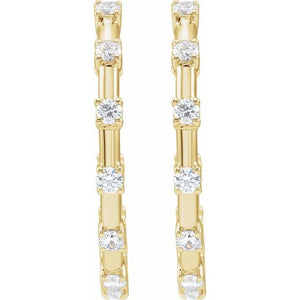 14K Gold Lab-Grown Diamond Hoop Earrings