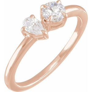 14K Gold Lab-Grown Diamond 2-Stone Ring