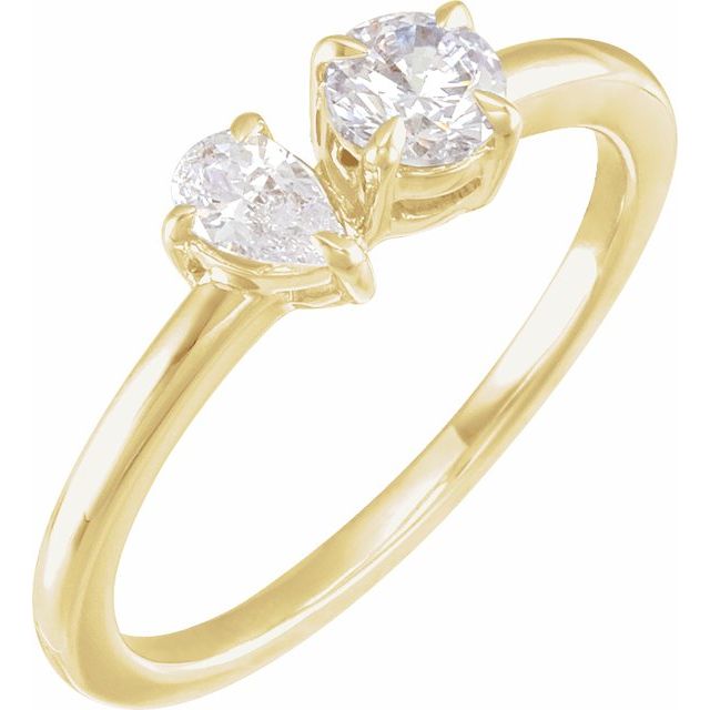 14K Gold Lab-Grown Diamond 2-Stone Ring