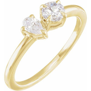 14K Gold Lab-Grown Diamond 2-Stone Ring