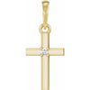 14K Yellow Gold .015 CT Natural Diamond Cross Necklace