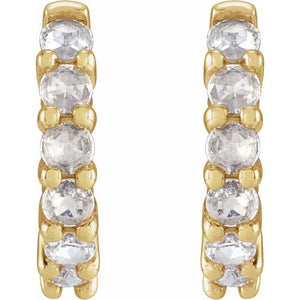 14K White Gold Natural Turquoise 12.2 mm Huggie Hoop Earrings