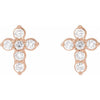 Polished Platinum 1/6 CTW Natural Diamond Cross Stud Earrings