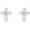 Polished Platinum 1/6 CTW Natural Diamond Cross Stud Earrings