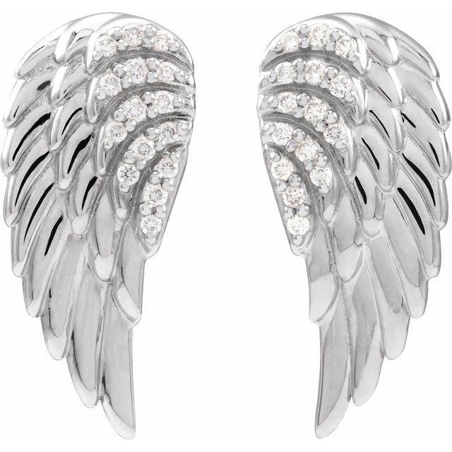 Platinum .07 CTW Natural Diamond Angel Wing Earrings – Elegant Design