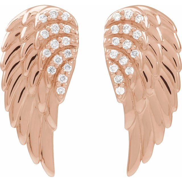 Platinum .07 CTW Natural Diamond Angel Wing Earrings – Elegant Design