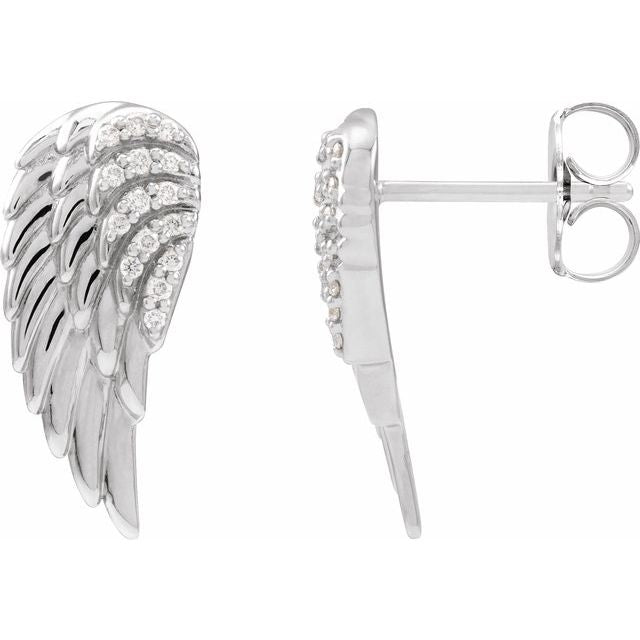 Platinum .07 CTW Natural Diamond Angel Wing Earrings – Elegant Design