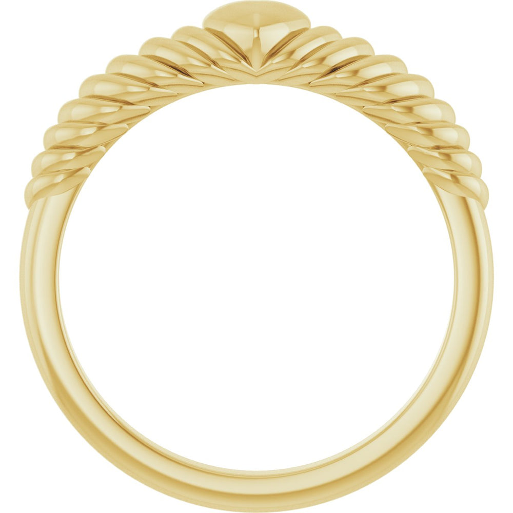 Use the 14K Yellow Gold, Dome Rope Heart Ring to create alt text