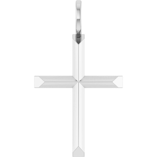 Platinum Knife-Edge Cross Necklace - Elegant Faith-Inspired Design