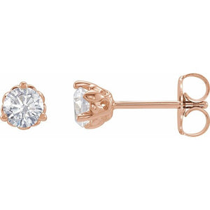 14K Gold Natural Diamond Fleur-De-Lis Earrings