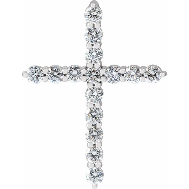 14K White Gold 1/6 CTW Natural Diamond Cross Necklace