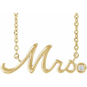1/100 CTW Natural Diamond Round Mrs Necklace in 14K Gold & Platinum
