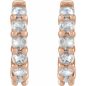 14K White Gold Natural Turquoise 12.2 mm Huggie Hoop Earrings
