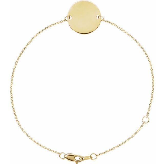 14K Gold Engravable Disc Bracelet - Options Available