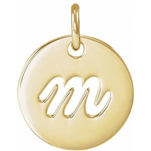 14K Gold Script Initial Pendant
