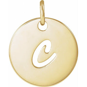 14K Gold Script Initial Pendant
