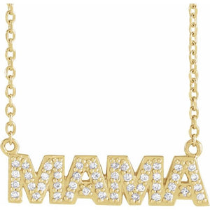 1/10 CTW Natural Diamond Radiant Mama Necklace in 14K Gold, Silver & Platinum