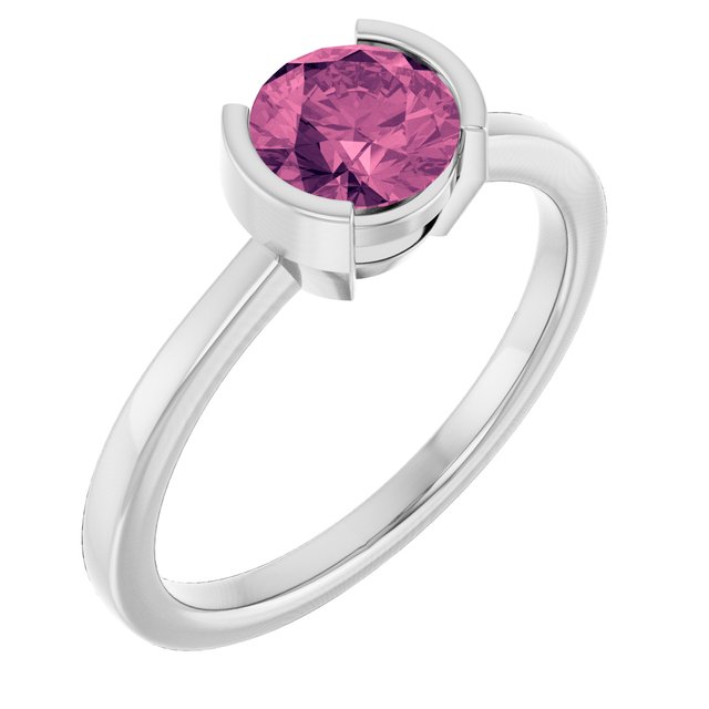 Natural Peridot and Pink Tourmaline Round Rings Crafted in 14K Gold, Sterling Silver & Platinum