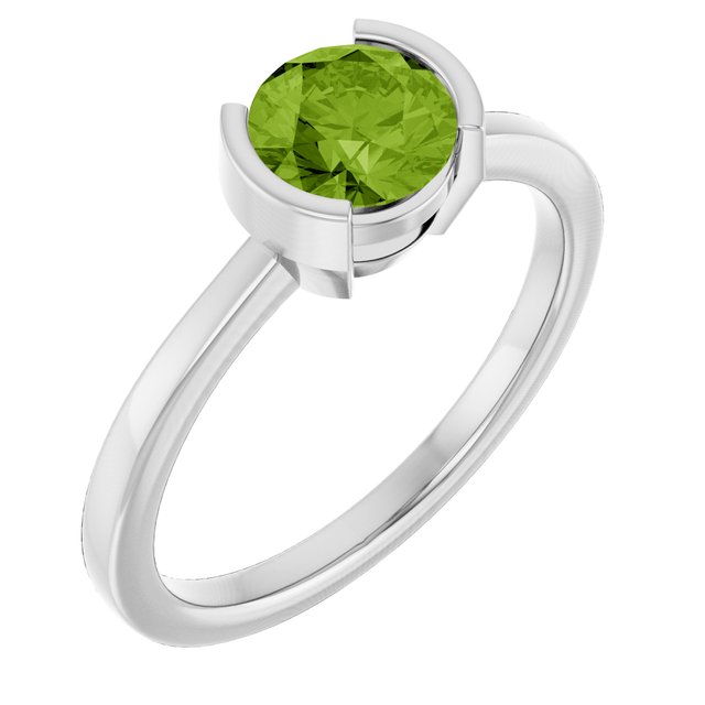 Natural Peridot and Pink Tourmaline Round Rings Crafted in 14K Gold, Sterling Silver & Platinum