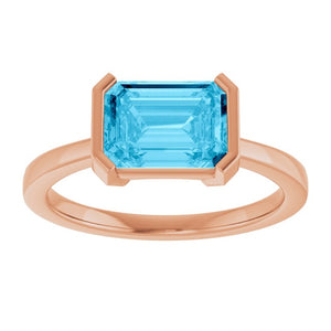 Lab-Grown Aqua Sapphire Ring