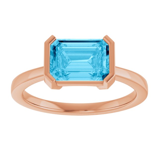14K Gold, Sterling Silver & Platinum Lab-Grown Aqua Sapphire Ring - Options Available