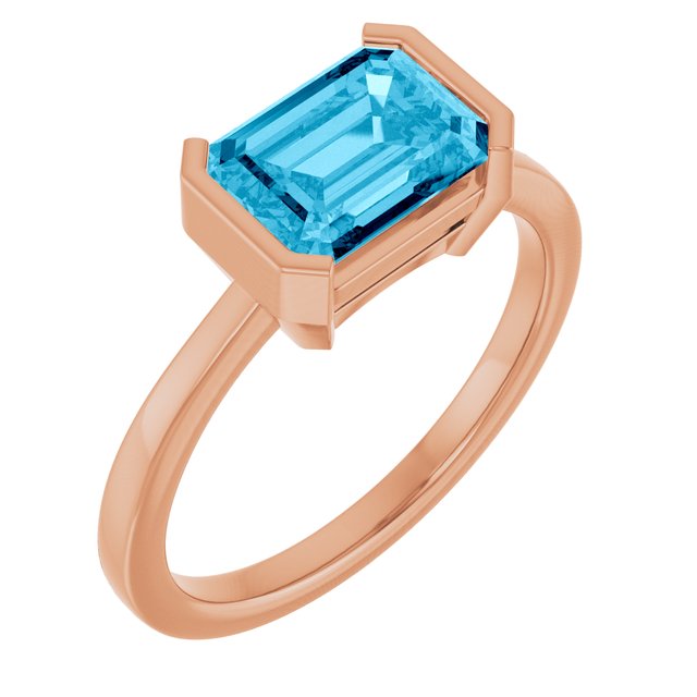 Lab-Grown Aqua Sapphire Ring