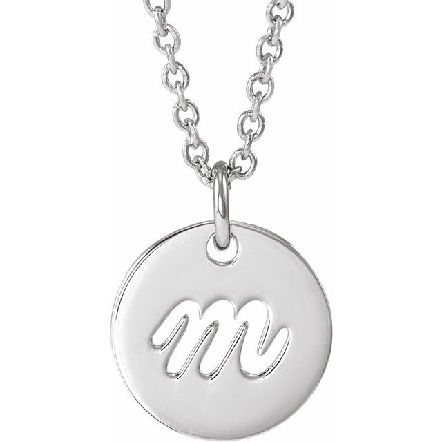 Platinum Script Initial D 16-18" Necklace