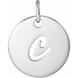 14K Gold Script Initial Pendant