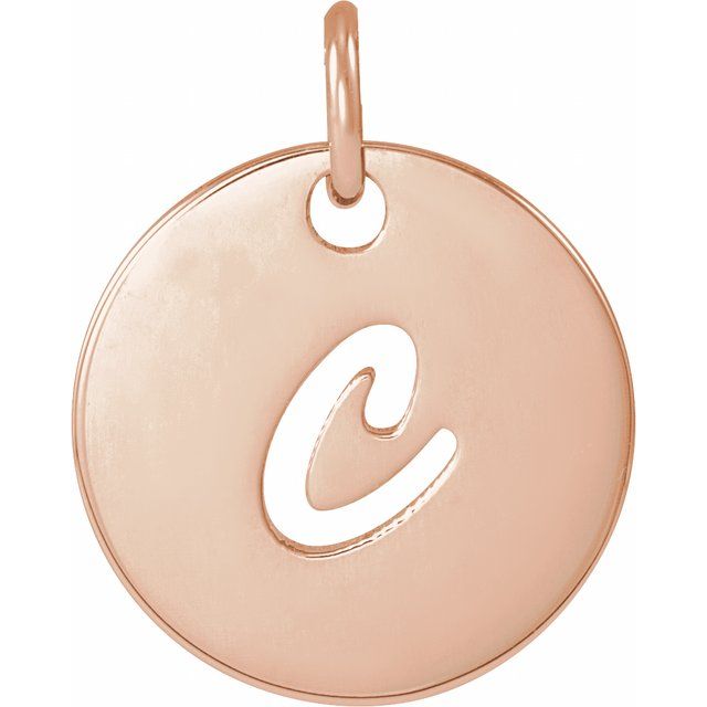 14K Rose Gold Script Initial F Necklace