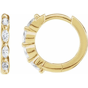 14K Gold Natural Diamond Hoop Earrings