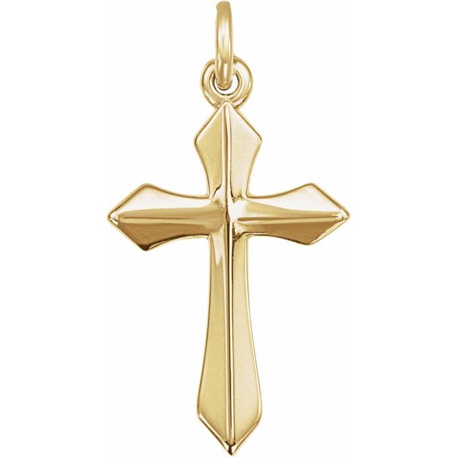 14K Yellow Gold Cross Pendant with Natural Gemstone Accents