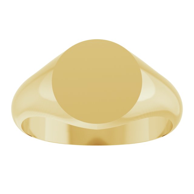 14K Gold 9.5x9.5 mm Round Signet Ring - Brush Polished Finish