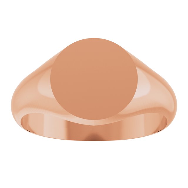 14K Gold 9.5x9.5 mm Round Signet Ring - Brush Polished Finish