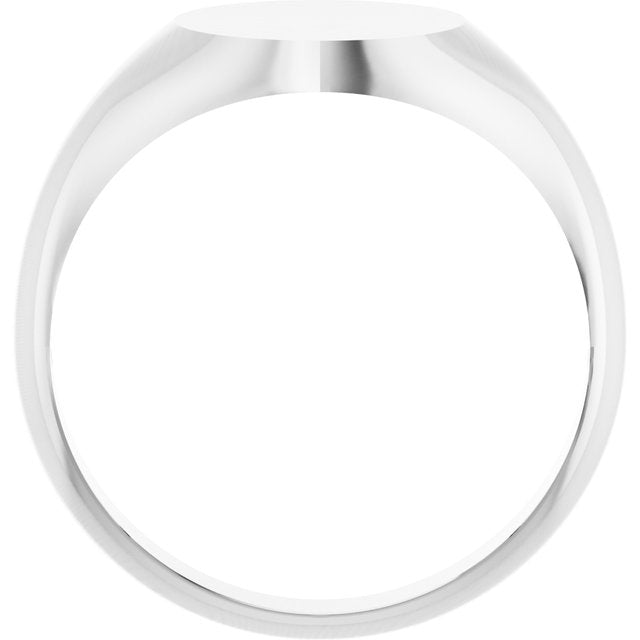 14K Gold 9.5x9.5 mm Round Signet Ring - Brush Polished Finish