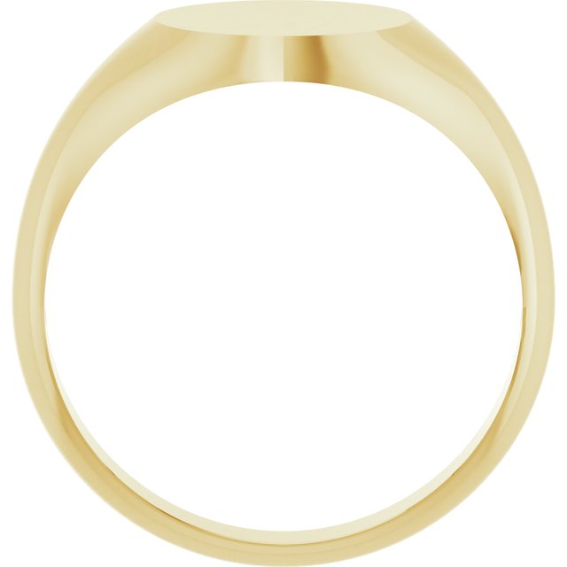 14K Gold 9.5x9.5 mm Round Signet Ring - Brush Polished Finish