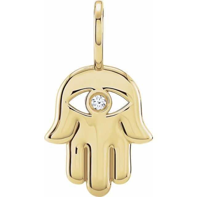 14K Gold Hamsa Hand Charm Pendant