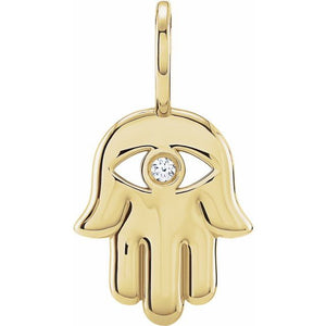 14K Gold Hamsa Hand Charm Pendant