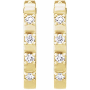 14K Rose Gold 1/10 CTW Diamond-Accent 14 mm Hoop Earrings