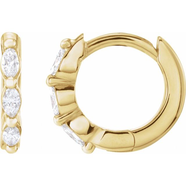 14K Gold Natural Diamond Hoop Earrings