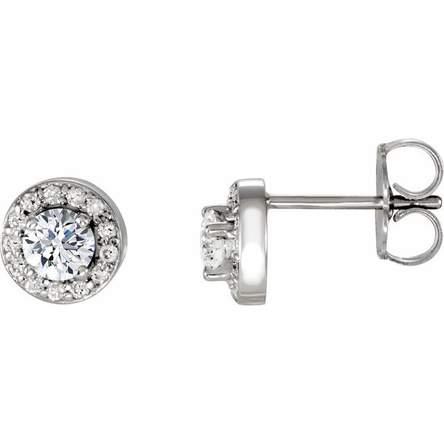 14K Gold Halo-Style Earrings